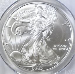 2003 AMERICAN SILVER EAGLE PCGS MS-69