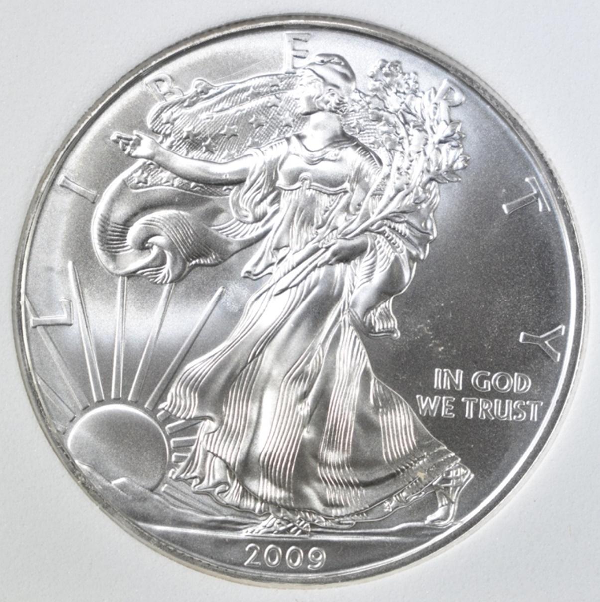 2009 AMERICAN SILVER EAGLE, TDCS PERFECT GEM BU