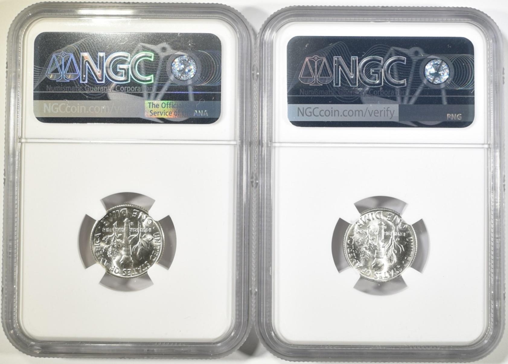 1947-S & 48-S ROOSEVELT DIMES NGC MS-66