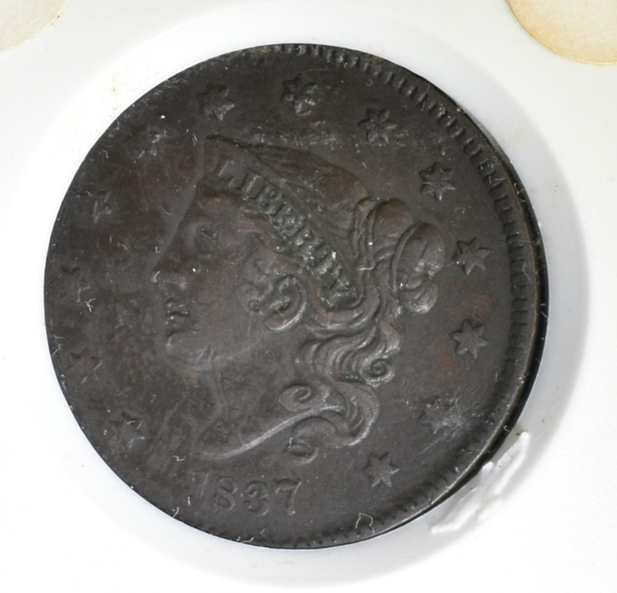 1837 LARGE CENT VF