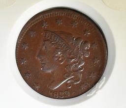 1839 LARGE CENT XF