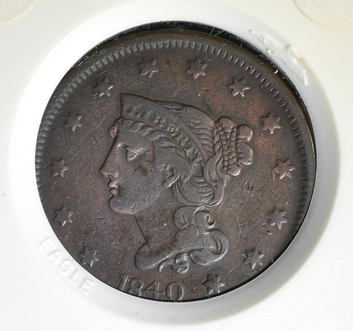 1840 SMALL DATE LARGE CENT XF