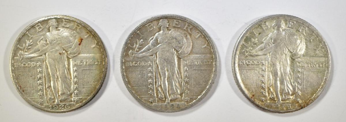 1918, 24, 26 STANDING LIBERTY QUARTERS XF