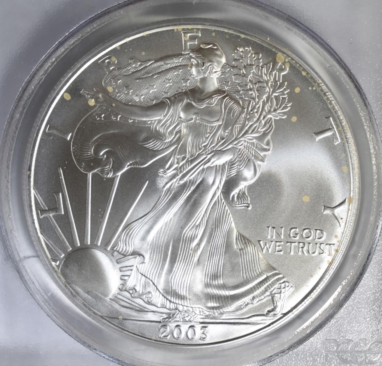 2003 AMERICAN SILVER EAGLE PCGS MS-69