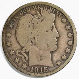 1915 BARBER HALF DOLLAR VG