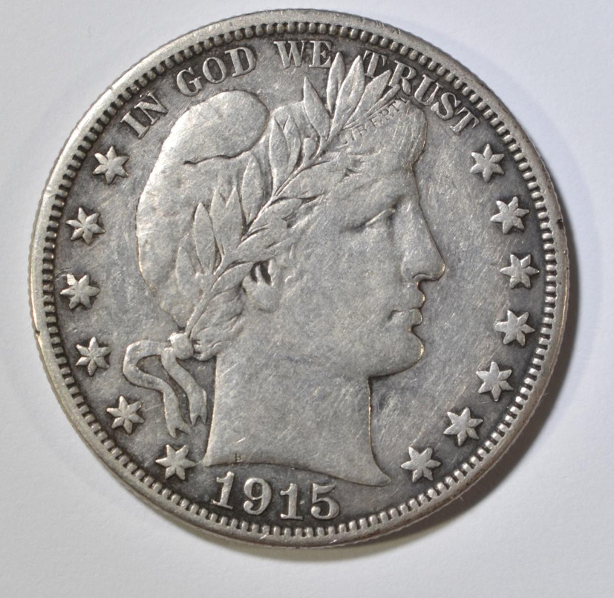 1915-S BARBER HALF DOLLAR VF