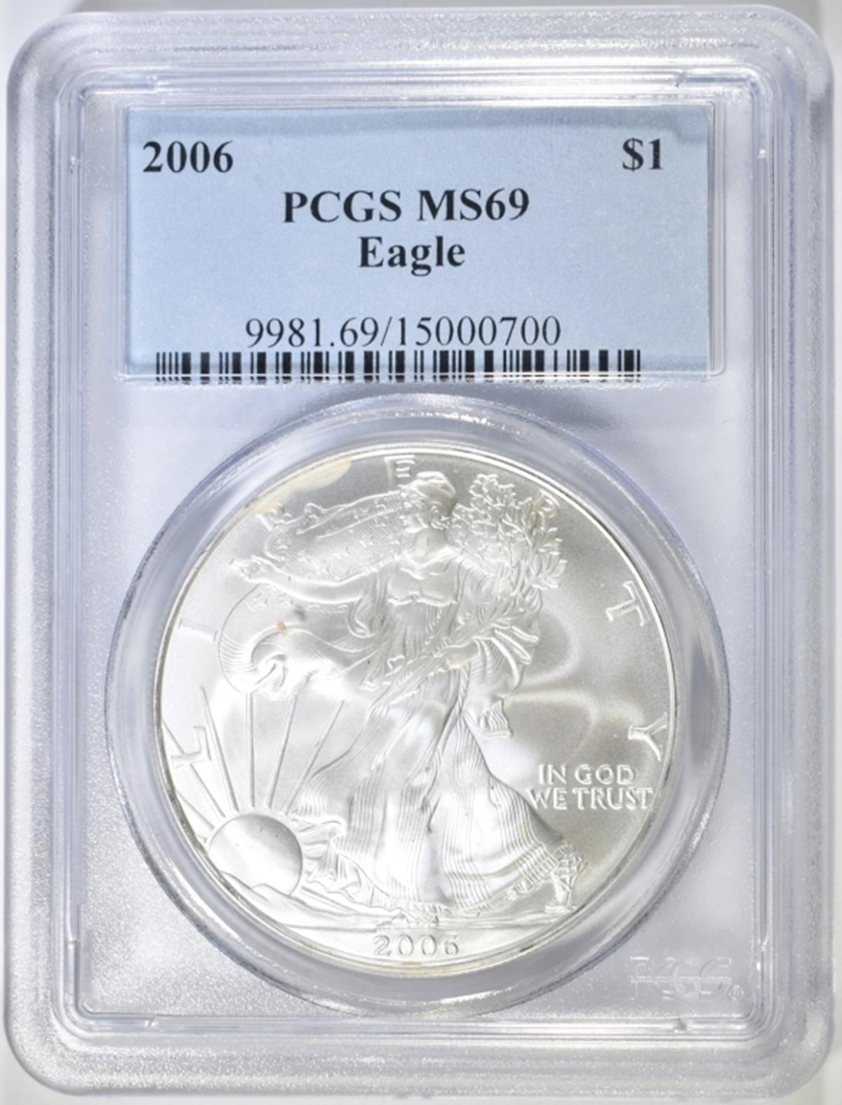 2006 AMERICAN SILVER EAGLE PCGS MS-69