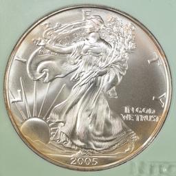 2005 SILVER EAGLE NTC PERFECT GEM BU