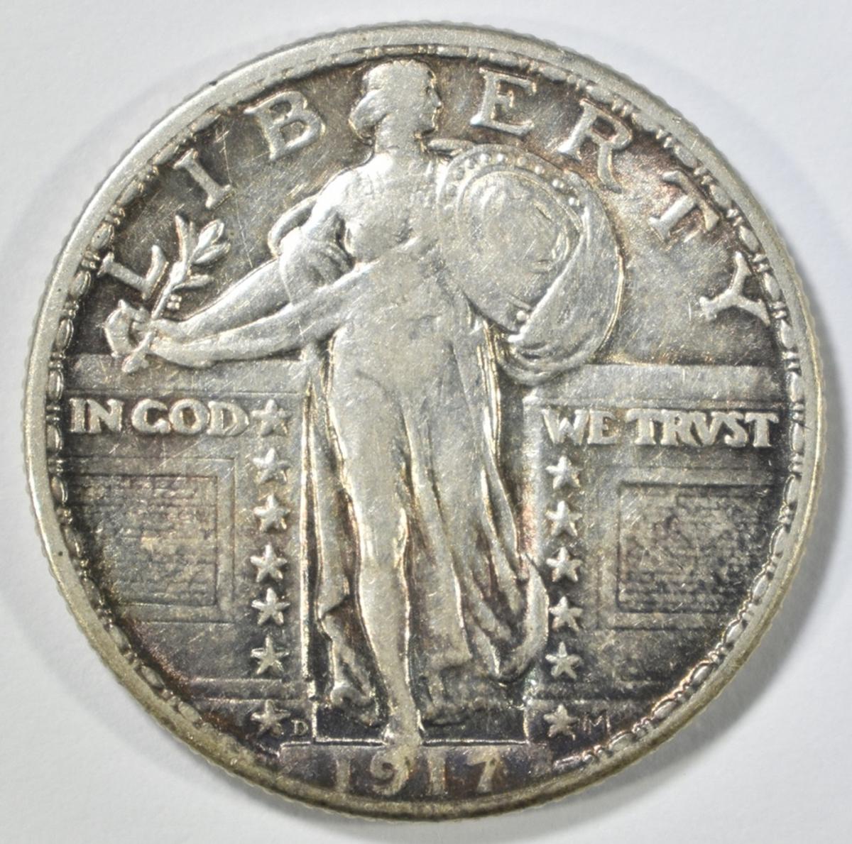 1917-D T-2 STANDING LIBERTY QUARTER CH AU