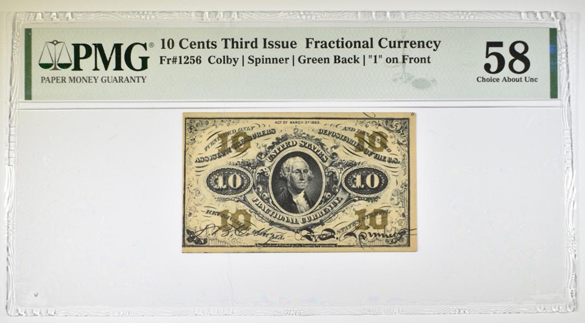 10 CENTS 3rd ISSUE FRACTIONAL CURRENCY PMG 58