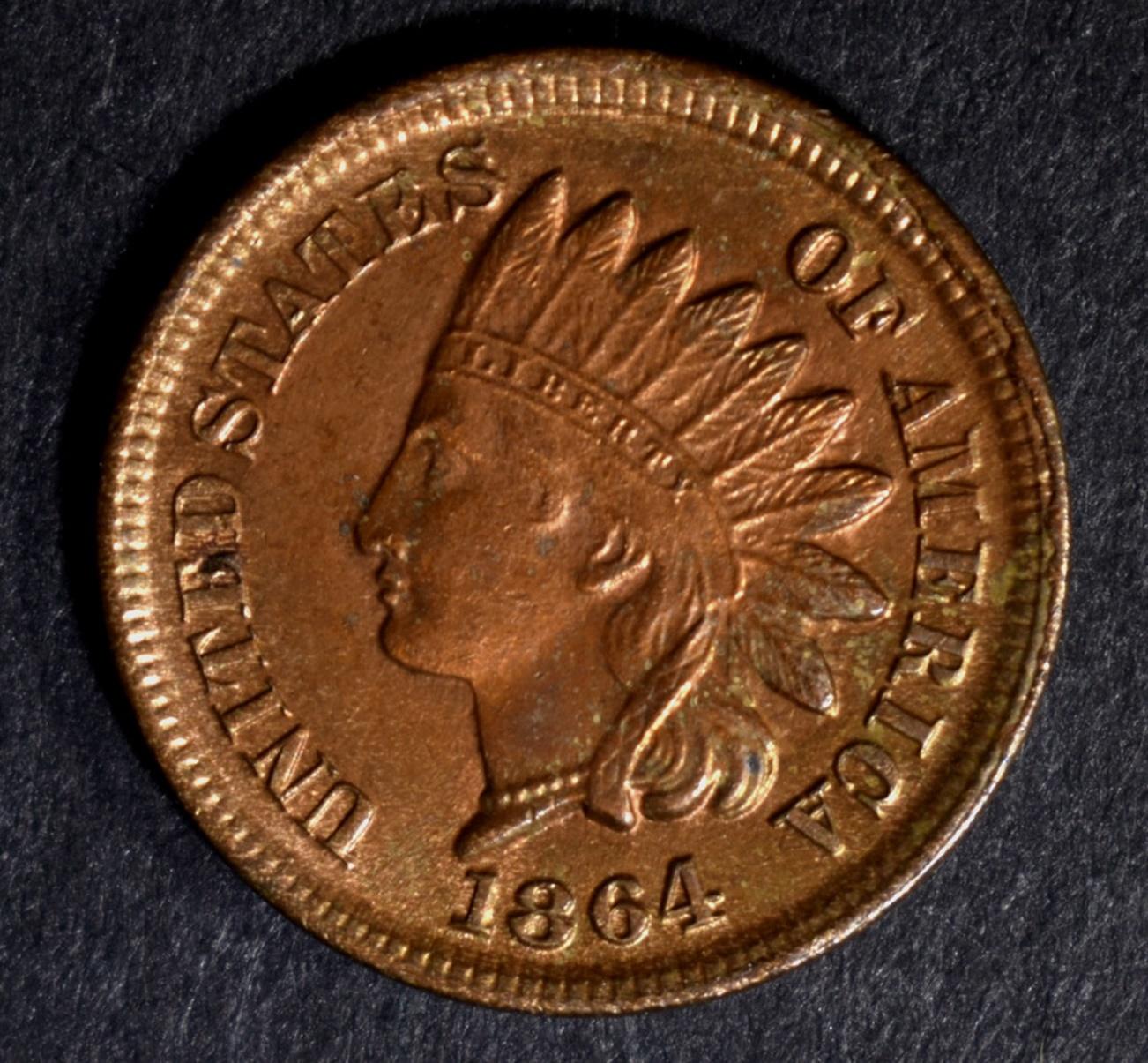 1864 BR INDIAN HEAD CENT CH BU RB