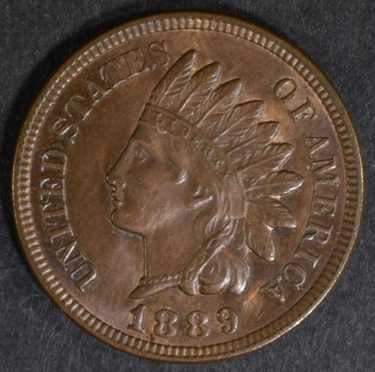 1889 INDIAN HEAD CENT  GEM BU RB