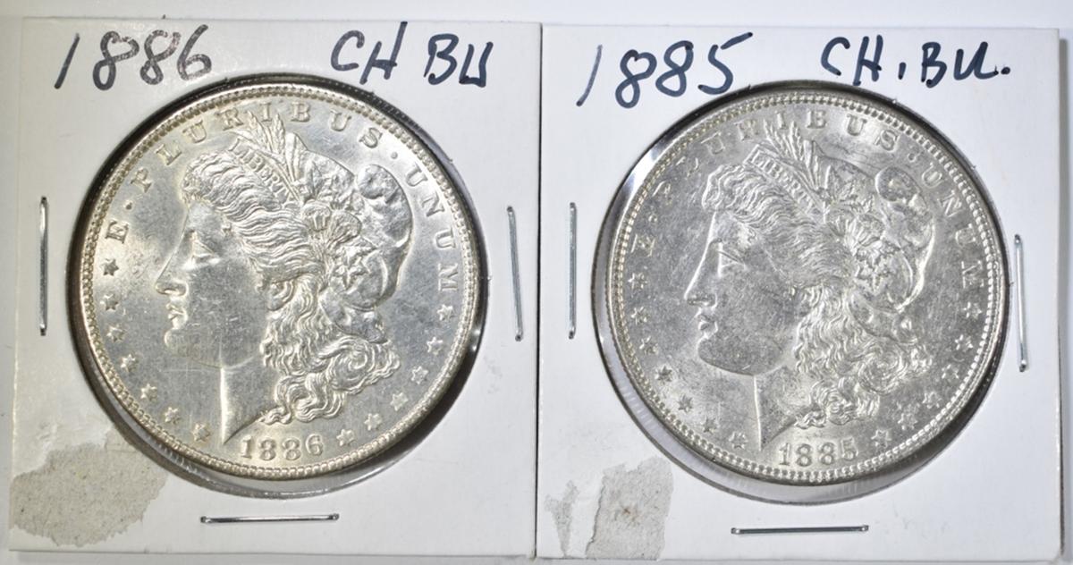 1885 & 86 CH BU MORGAN DOLLARS