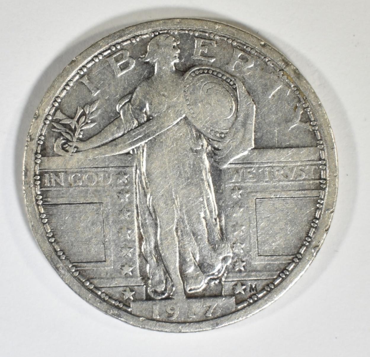 1917 T-1 STANDING LIBERTY QUARTER VF