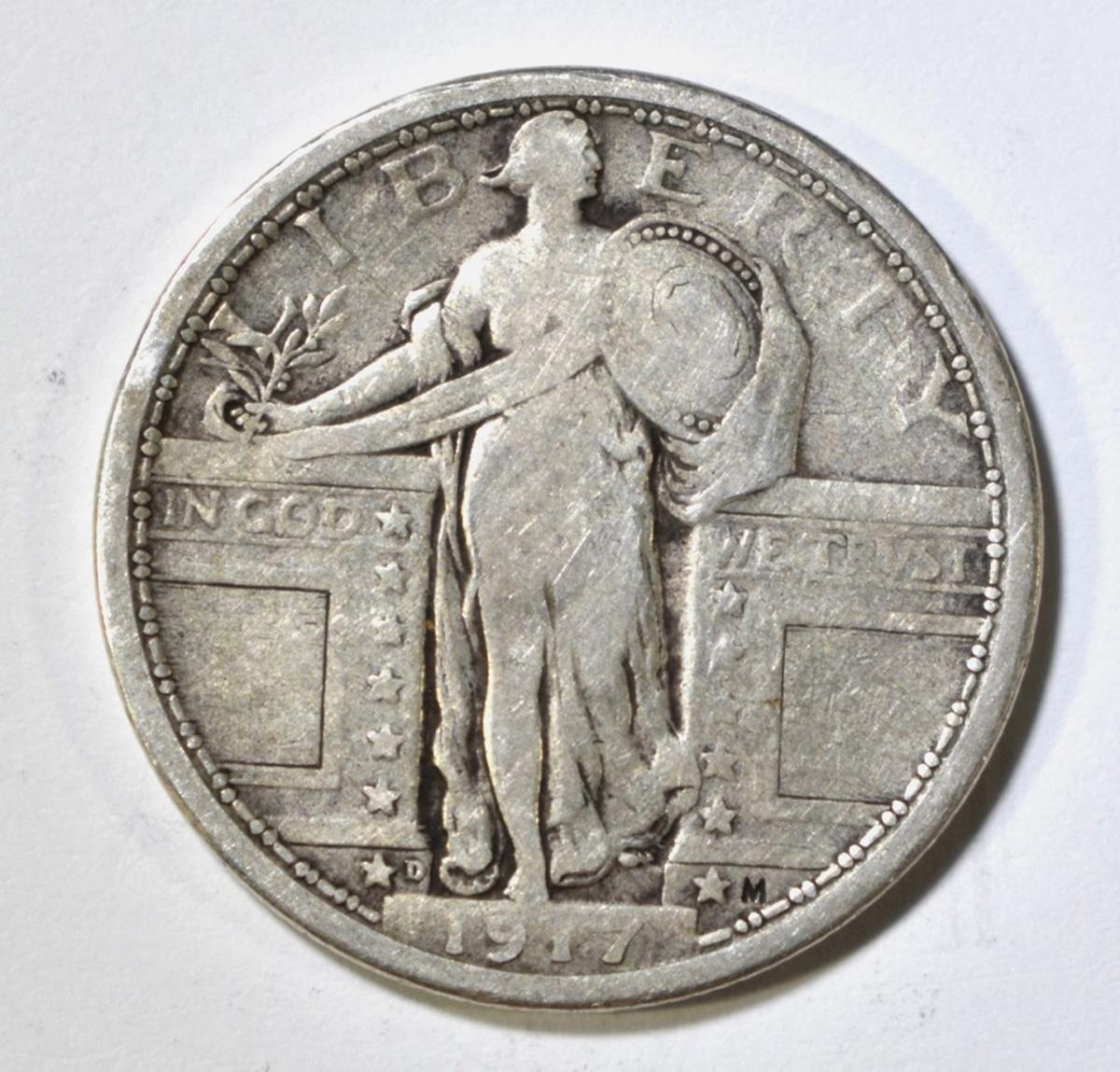 1917-D STANDING LIBERTY QUARTER T-1 FINE