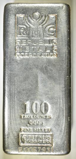 100 OUNCE .999 SILVER BAR RMC