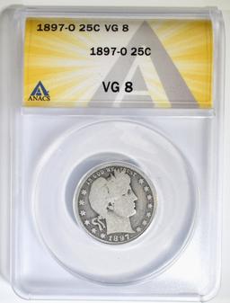 1897-O BARBER QUARER ANACS VG-8