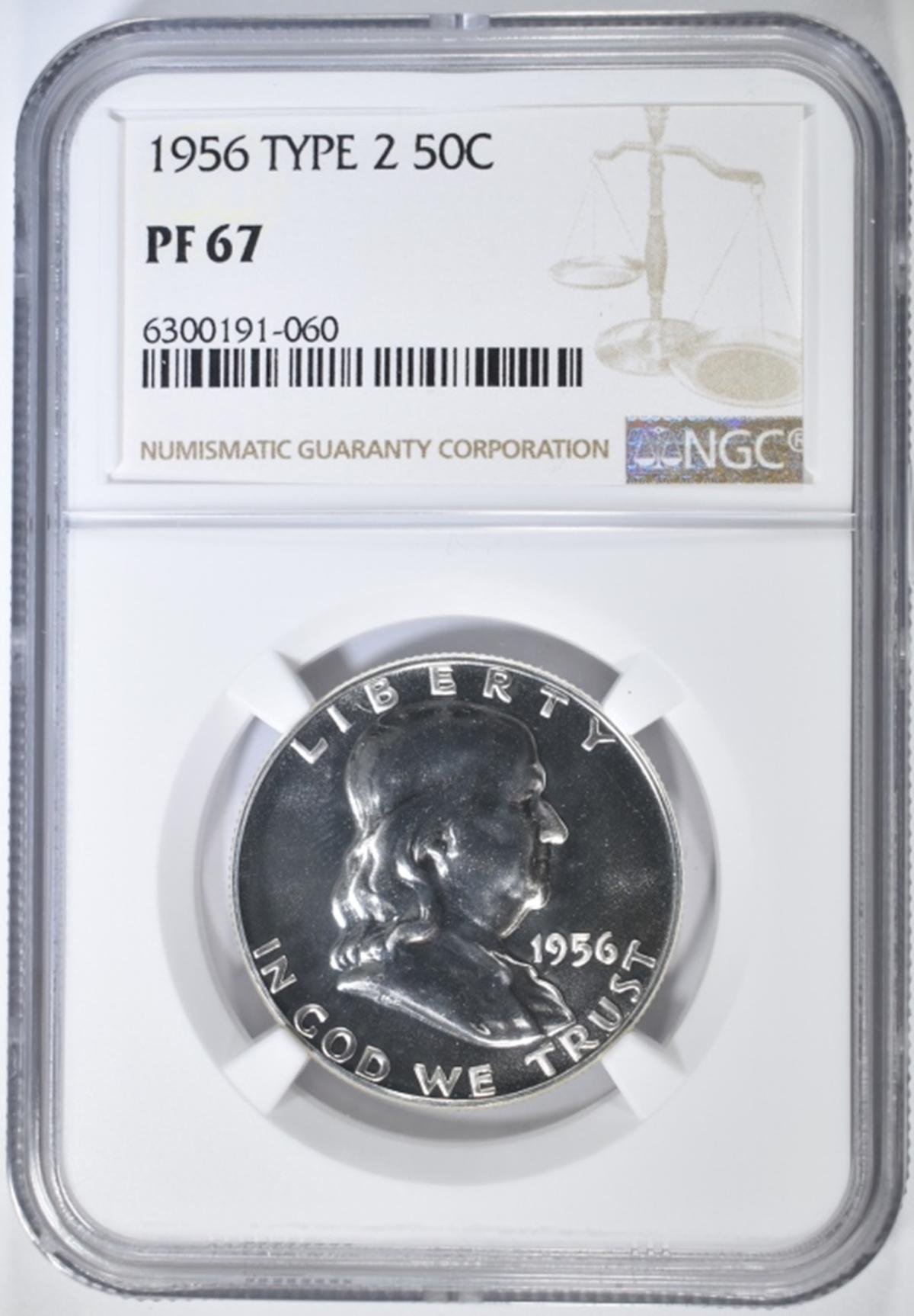 1956 FRANKLIN HALF DOLLAR TYPE 2  NGC PF 67