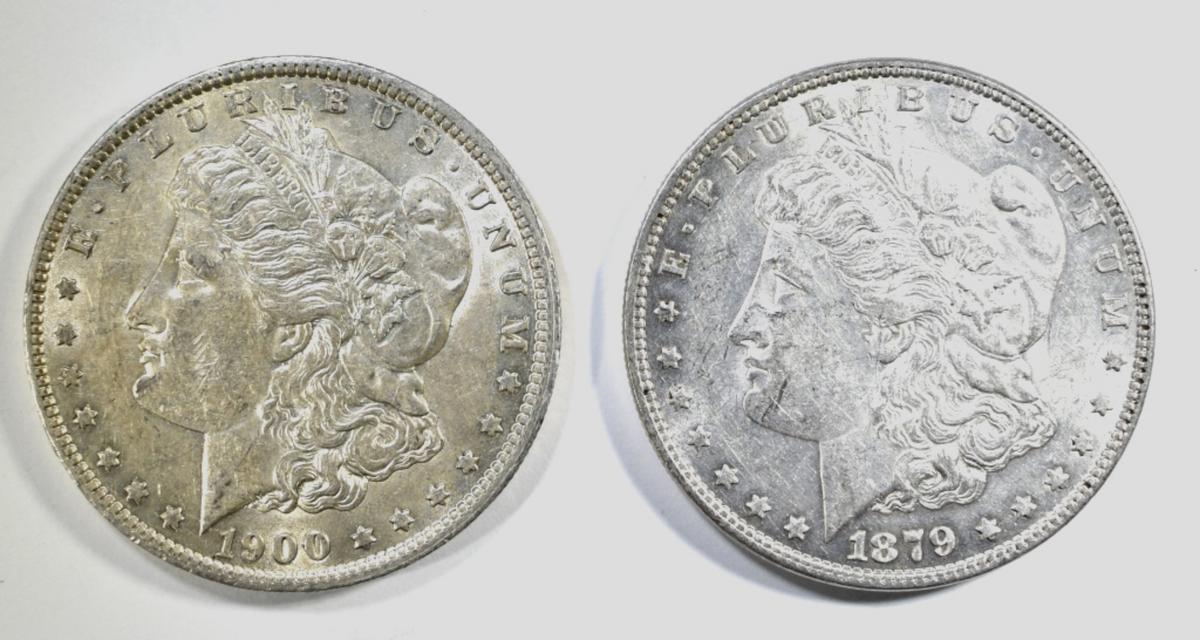 1879 & 1900-O MORGAN DOLLARS AU/BU
