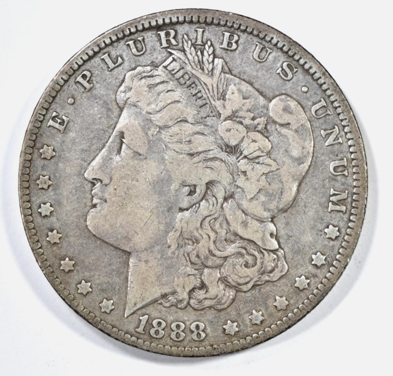 1888-O "HOT LIPS" MORGAN DOLLAR VF/XF