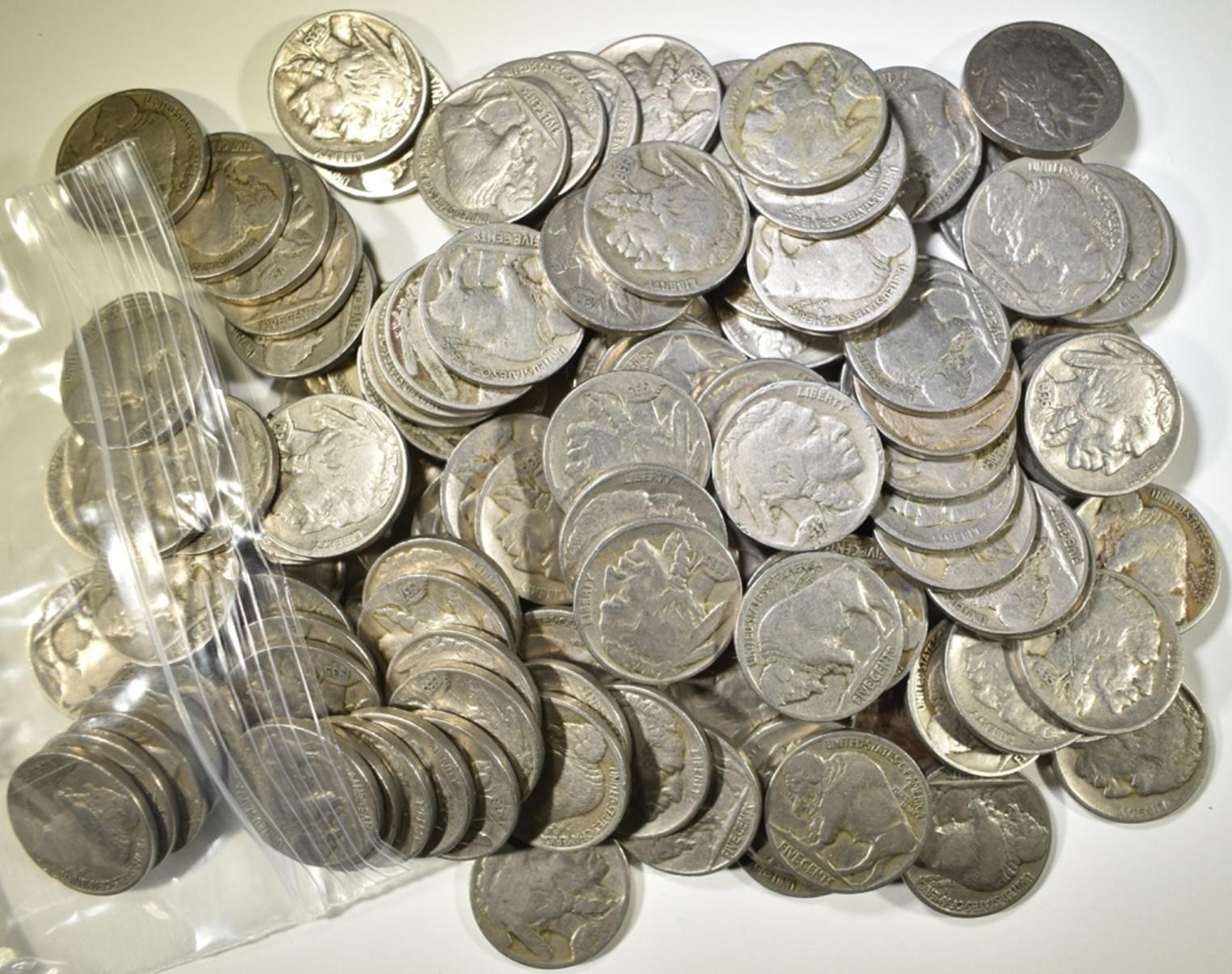 125 MIXED DATE FULL DATE CIRC BUFFALO NICKELS