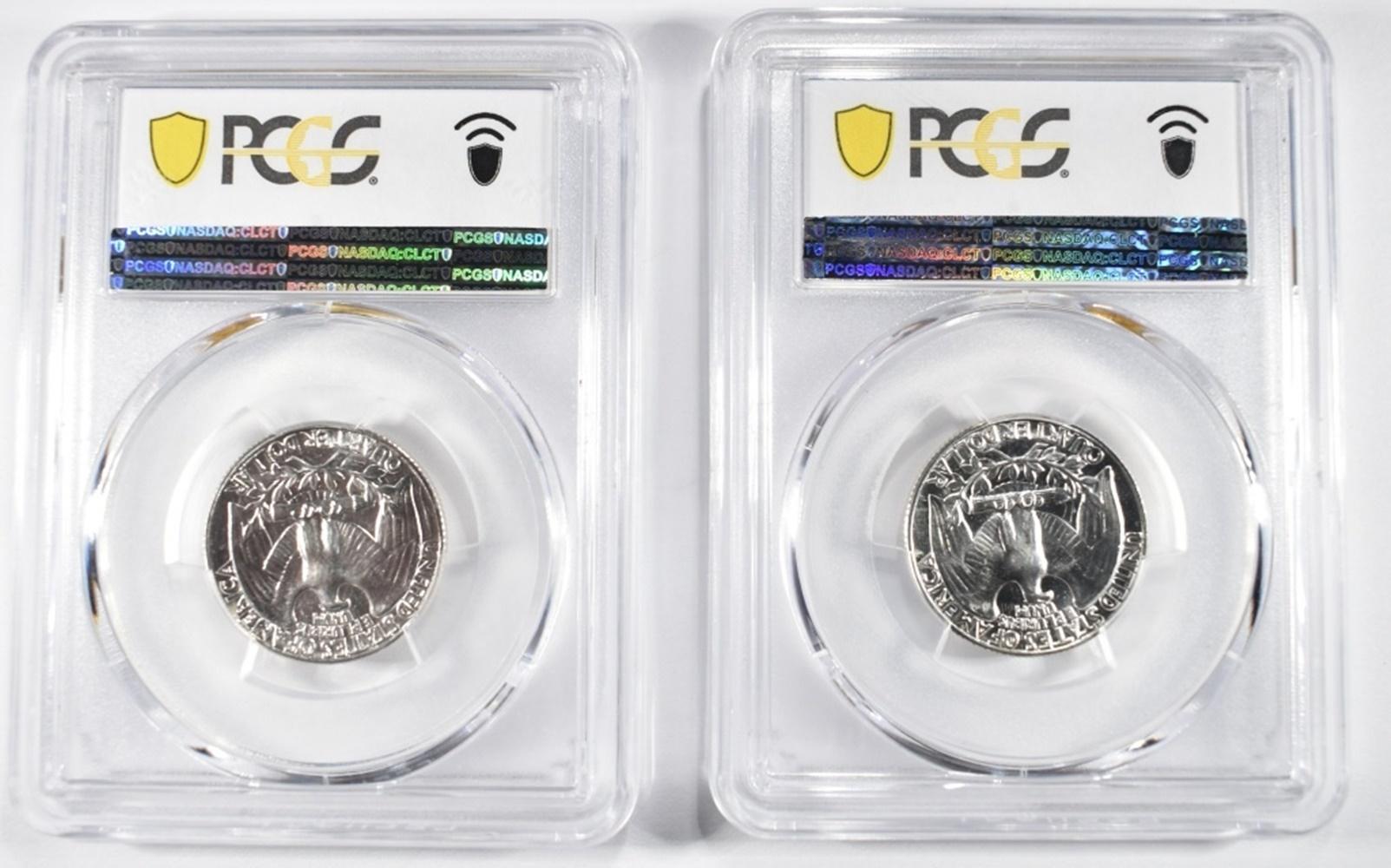 2 1956 WASHINGTON QUARTERS PCGS PR 67