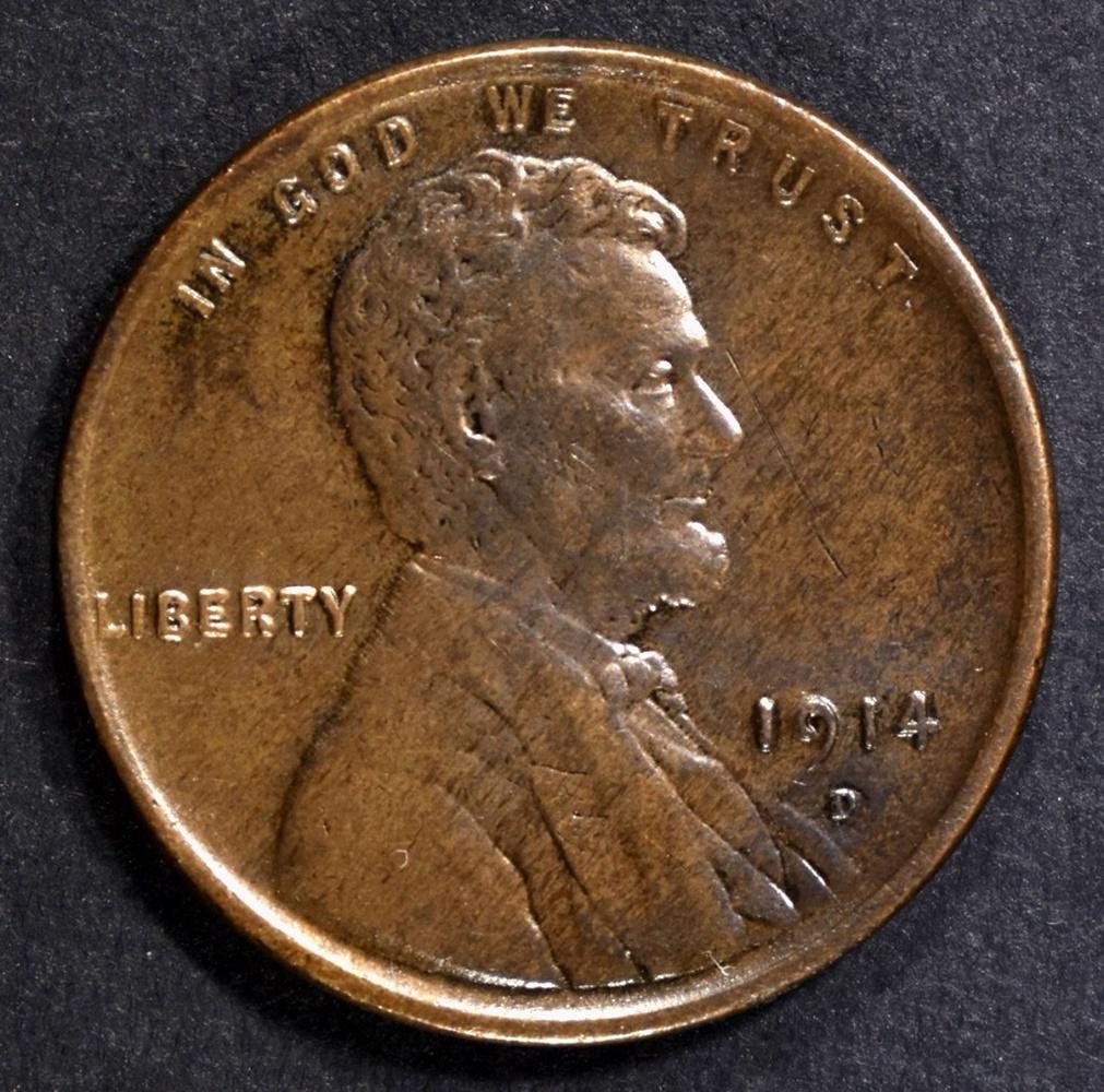 1914-D LINCOLN CENT CH AU