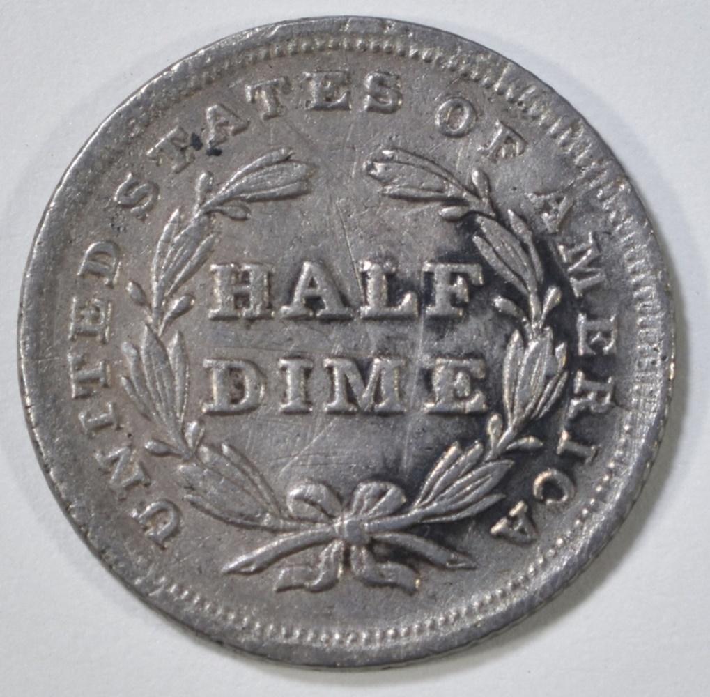 1837 NO STARS SEATED LIBERTY HALF DIME XF