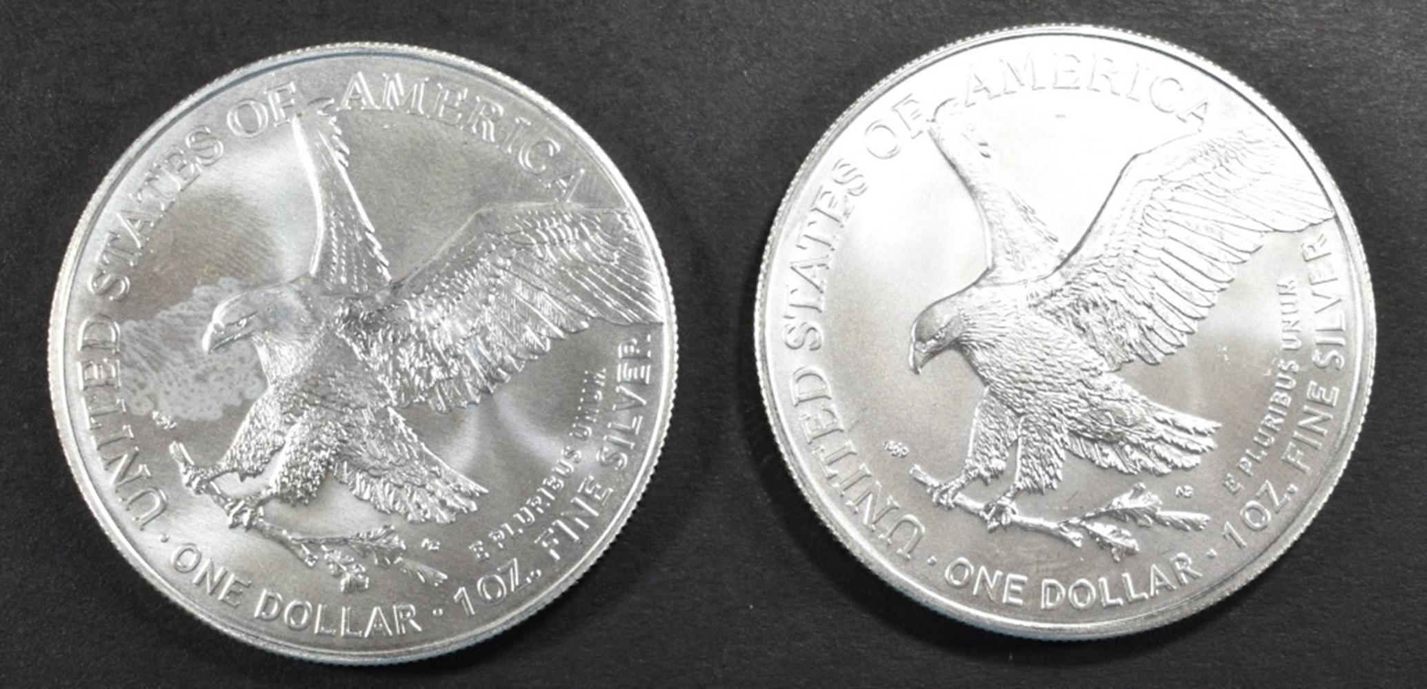 (2) 2021 AMERICAN SILVER EAGLES BU