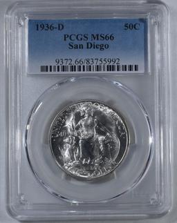 1936-D SAN DIEGO COMMEM HALF DOLLAR PCGS MS 66