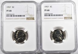 (2) 1957 JEFFERSON NICKELS NGC PF-68