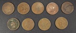 (9) 1865 INDIAN HEAD CENTS CIR