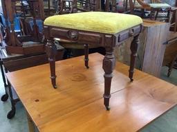 Walnut Stool with Lion Head Carvings