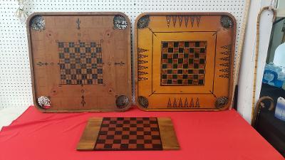 3 wooden game boards