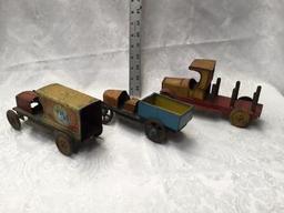 3 Old Tin Type Trucks