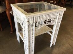 Glass Top Wicker Table