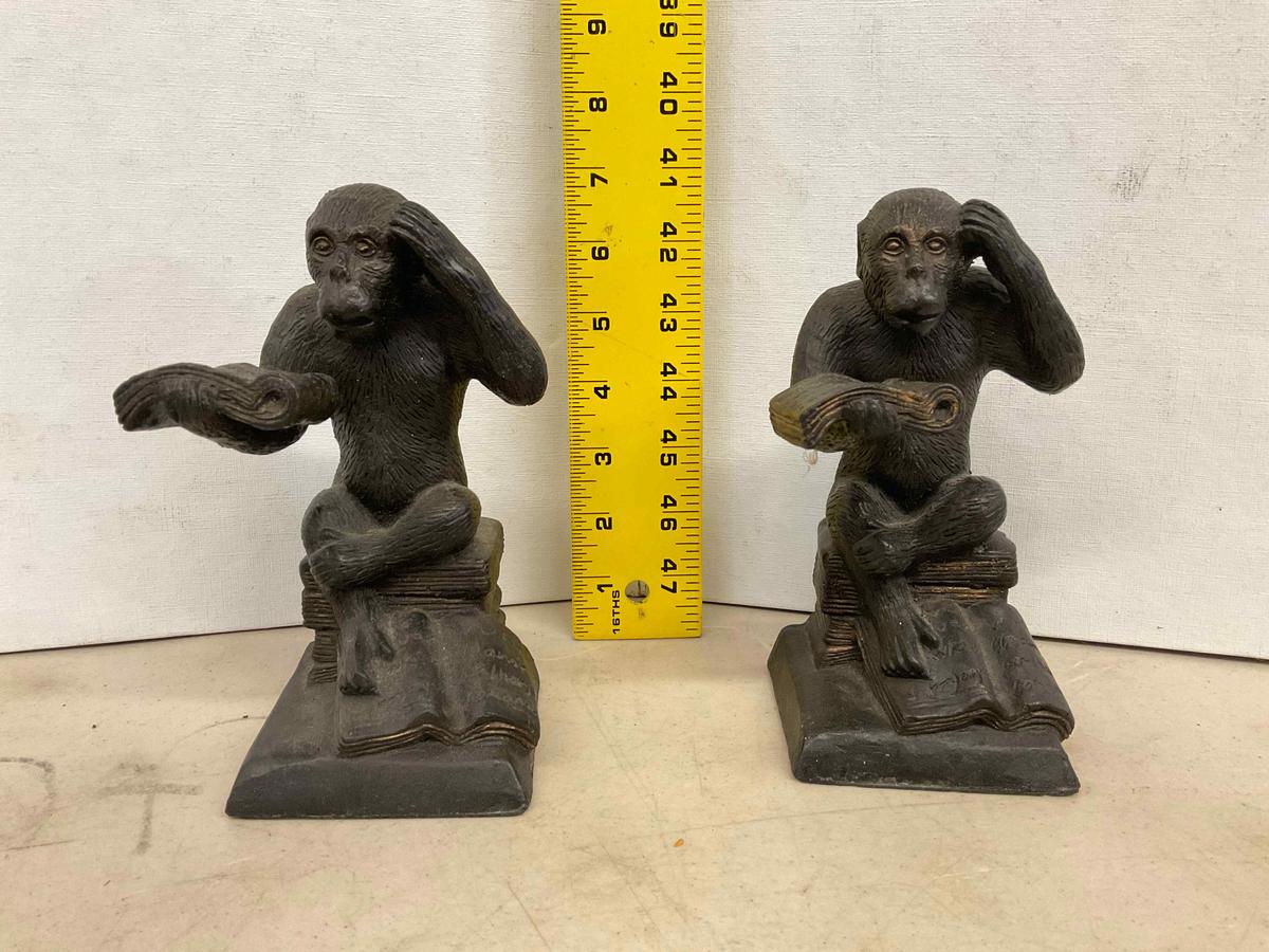 Cast Iron Monkey Bookends