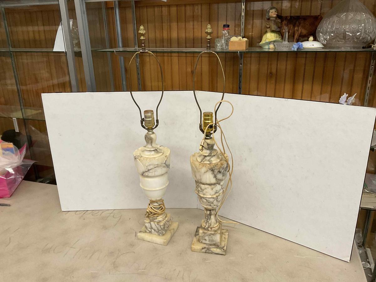 Pair Alabaster Lamps