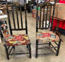 Pair of Chairs w/Needlepoint Seats