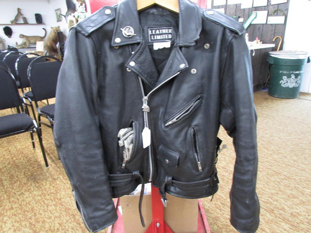 leather limited jacket. leather american flag on back