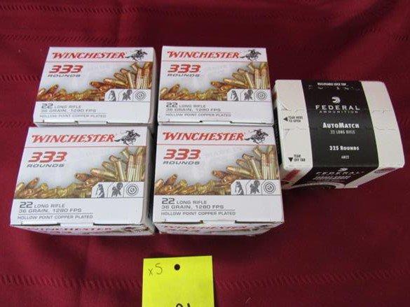 5 boxes of 22lr. 1657rds total