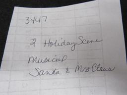 2 Holiday Scene musical Santa and Mrs. Claus, in original