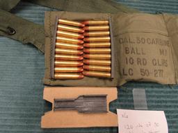 30 carbine ammo, bandolier with 120 rds of ammo in stripper clips,