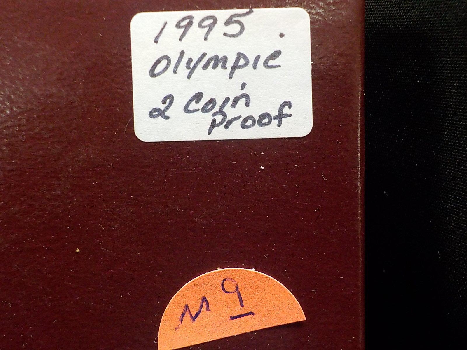 M9  Proof  (2) Coin Set 1995 - Silver Dollar & Clad Half - Olympics