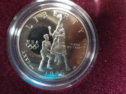M9  Proof  (2) Coin Set 1995 - Silver Dollar & Clad Half - Olympics