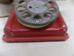 Vintage 1950s speed phone, pressed steel toy