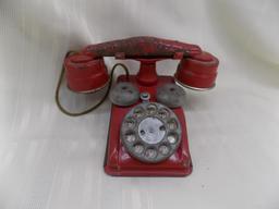 Vintage 1950s speed phone, pressed steel toy
