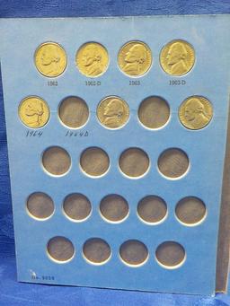 A13  G/UNC  (61) Nickels Jefferson 1938 to 1966 (10 Silver) - All Diff. - 2 Books