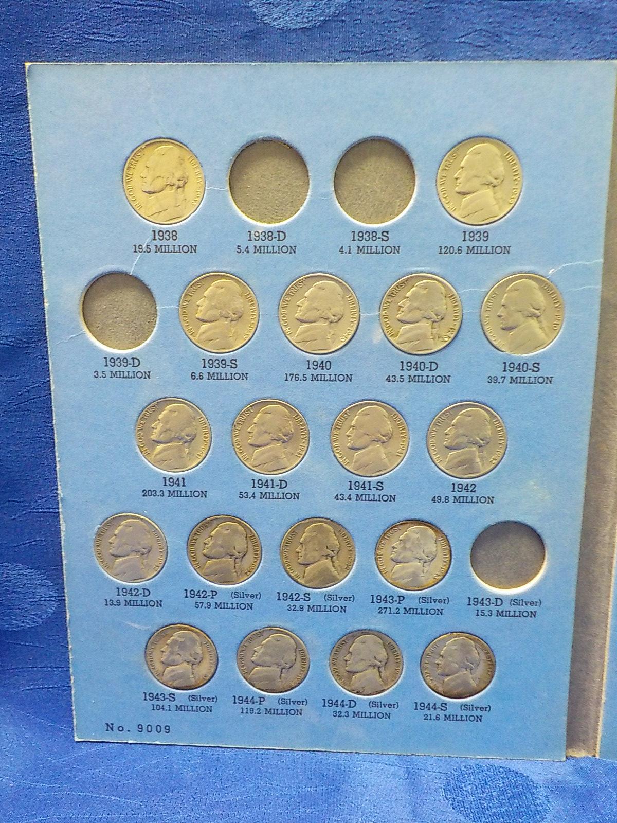 A13  G/UNC  (61) Nickels Jefferson 1938 to 1966 (10 Silver) - All Diff. - 2 Books