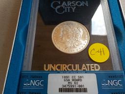 C41 GSA 1891 CC NGC MS 62 Silver Dollar